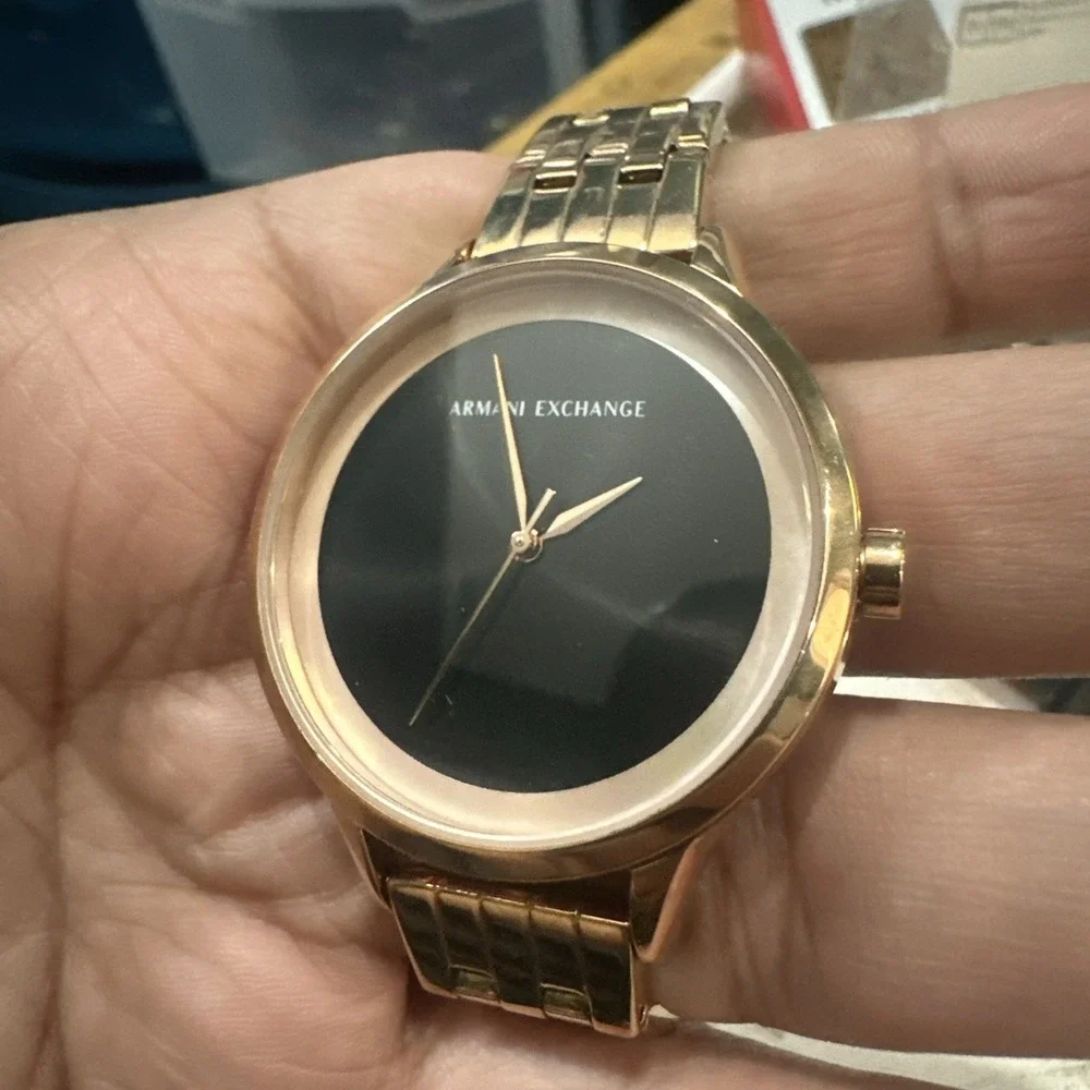 Works Armani Exchange Womens Watch Black Dial Rose Gold 38mm Fit 5in Small Wrist